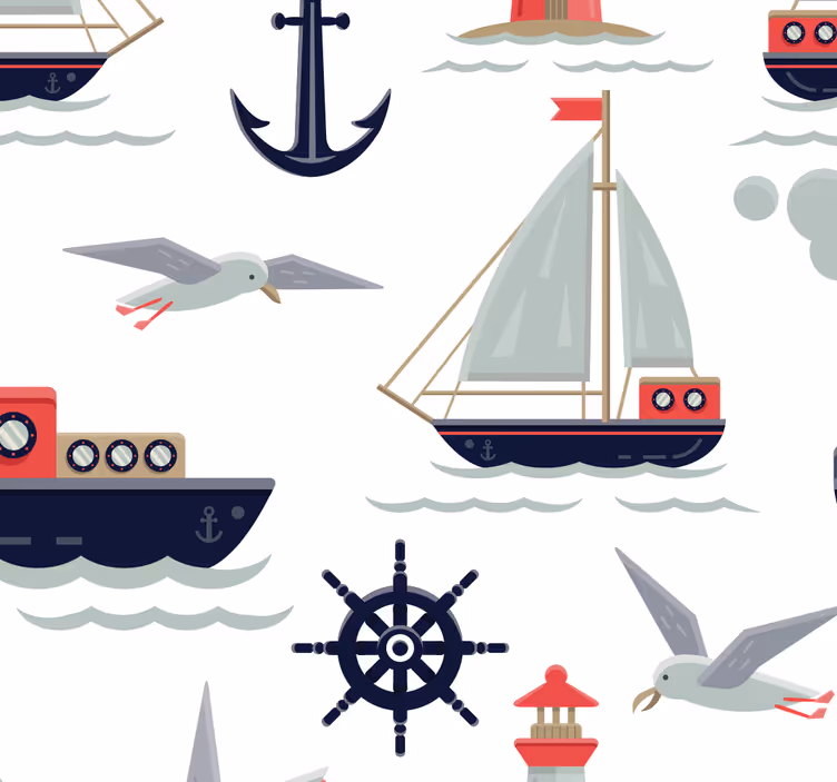 Nursery blind navy motifs children wallpaper - TenStickers