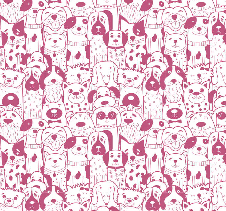 Nursery blind with pink dog fur wallpaper design - TenStickers