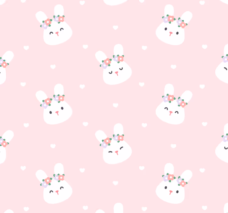 Nursery blind with adorable rabbits on pink background - TenStickers