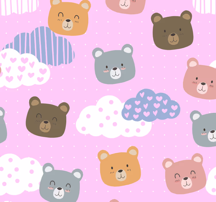 Nursery blind minimalistic bear smile pink design - TenStickers