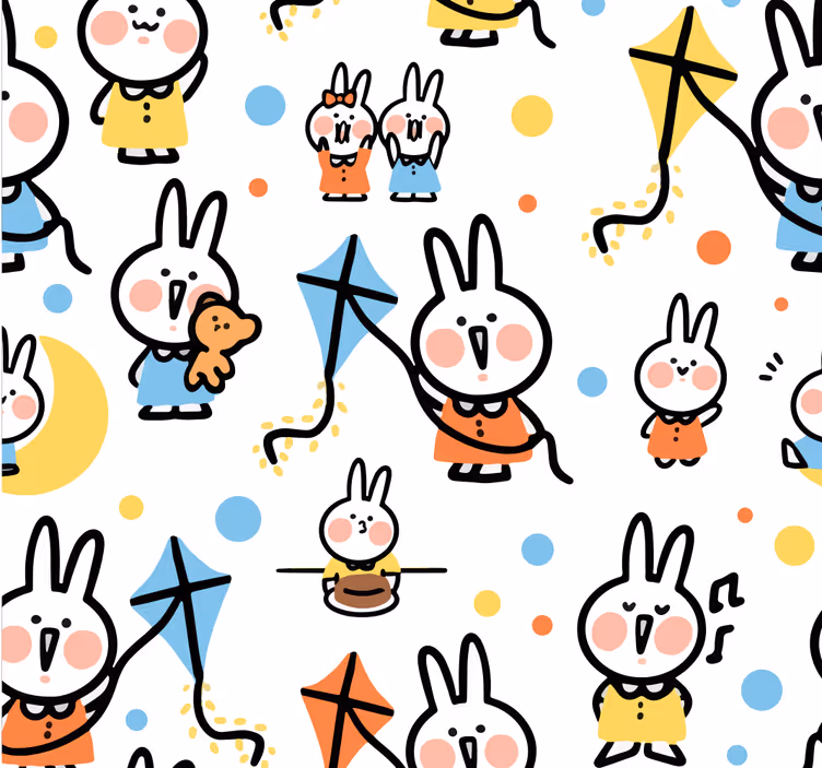 Nursery blind rabbit hanging onto a kite - TenStickers