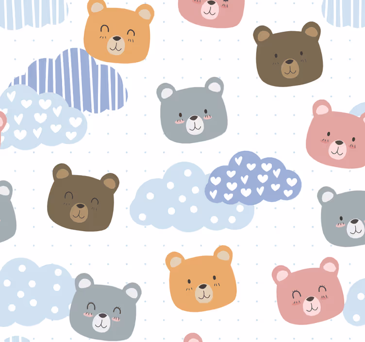 Nursery blind minimalist bear smile white background - TenStickers