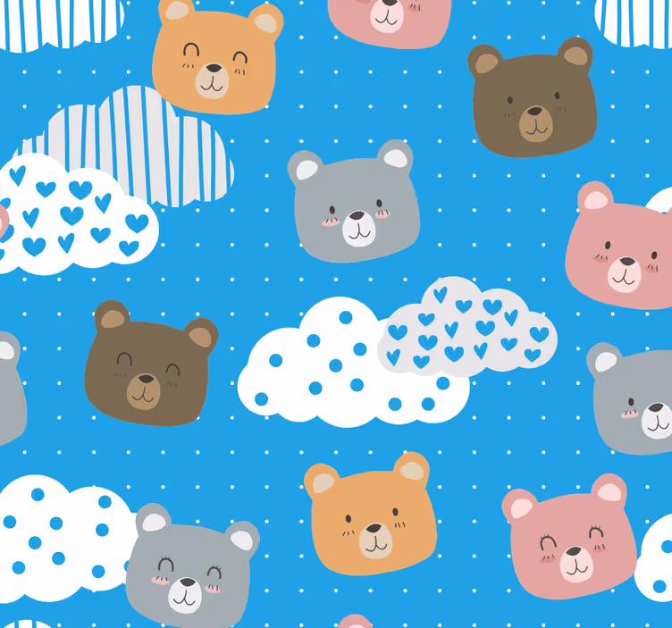 Nursery blind minimalist bear smile blue background - TenStickers