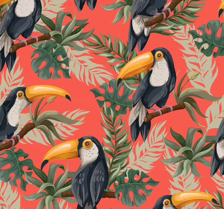 Hallway blind toucans tropical wallpaper - TenStickers