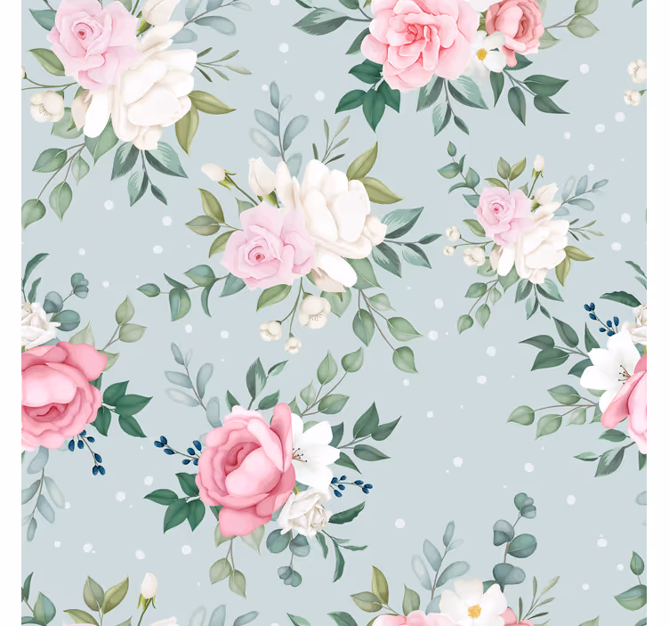 Hallway blind in blue and pink floral design - TenStickers