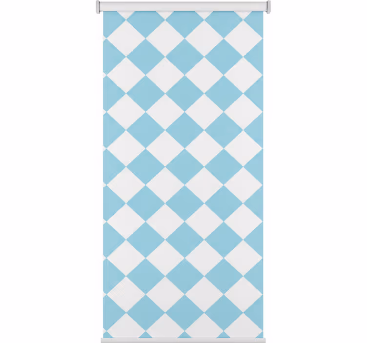 Hallway blind in blue and white squared design - TenStickers