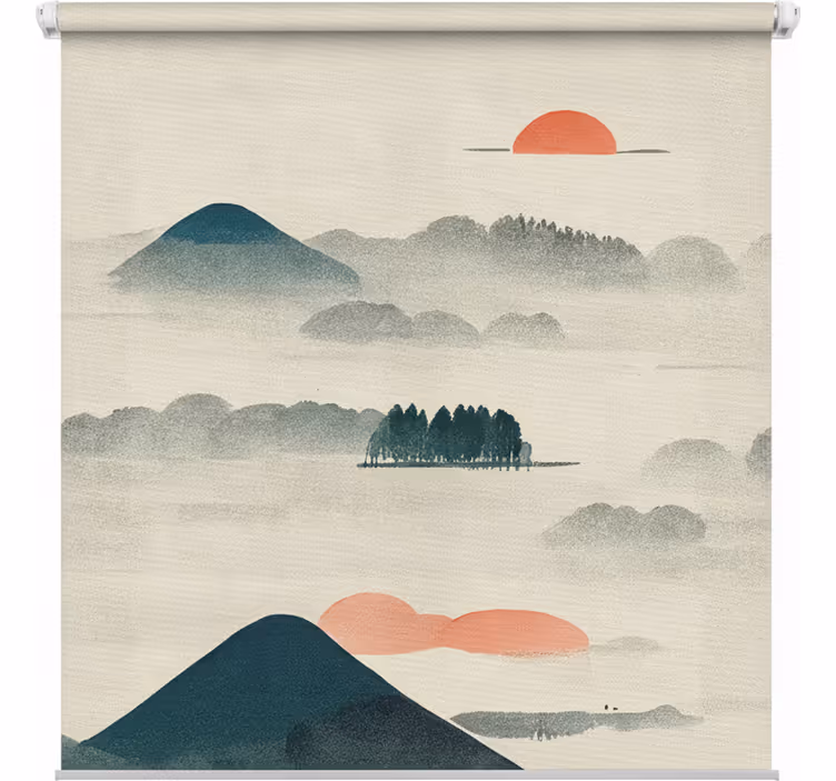 Stylized mountain bathroom blind - TenStickers