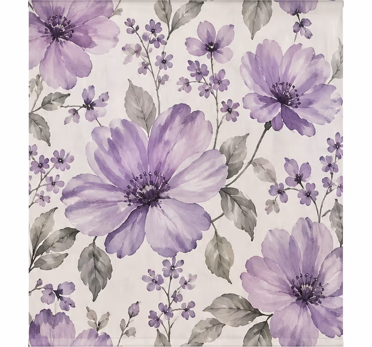Purple blind with beautiful flowers - TenStickers