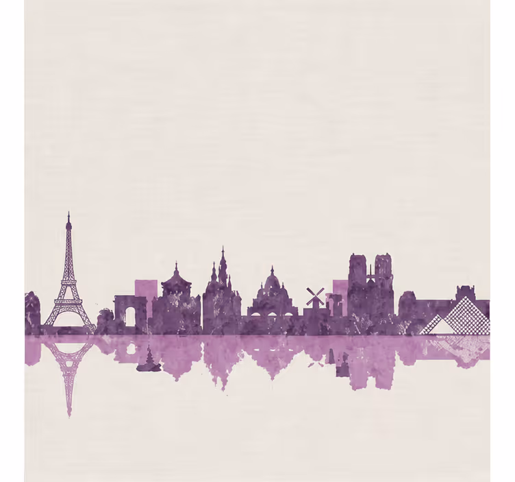 Purple blind with paris city skyline design - TenStickers