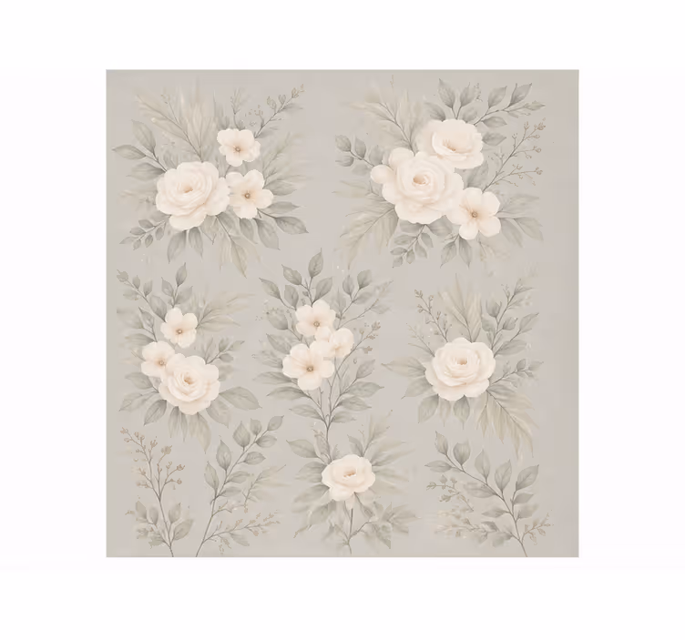 Grey blind with white roses design - TenStickers