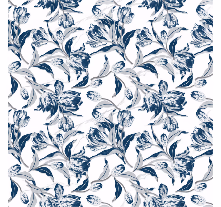 Blue blind with vintage floral pattern clear - TenStickers