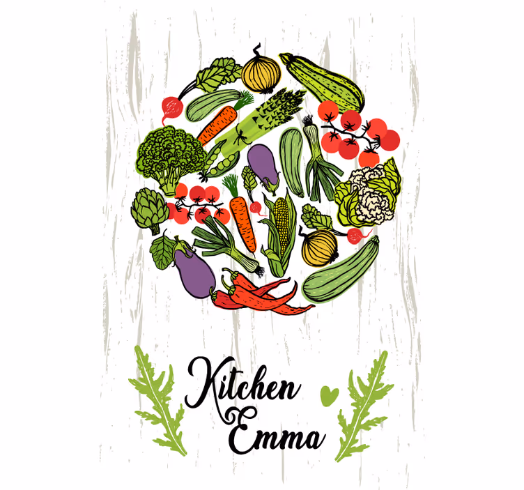 Kitchen with vegetables printed window shade - TenStickers