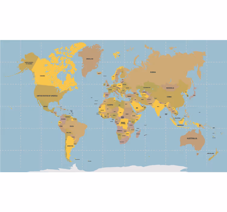 Political Beige world map roller blind - TenStickers