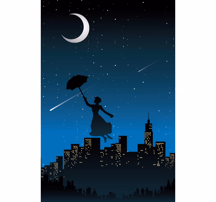 Silhouetted Umbrella Flight TV series blind - TenStickers