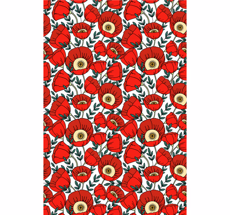 Red puppies pattern flowers and plant blind - TenStickers