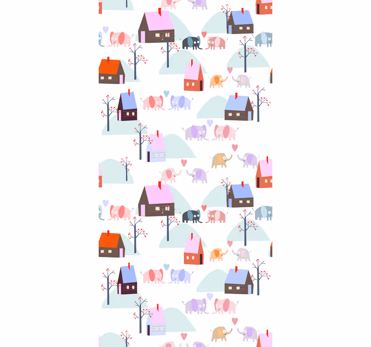 Elephants and houses childrens blind - TenStickers