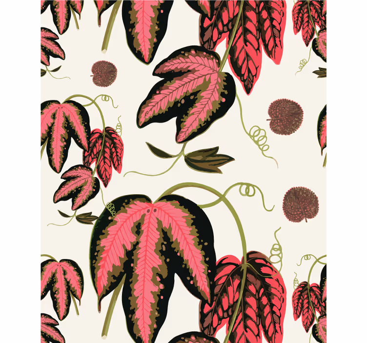 Pink leaf patterns flowers and plant blind - TenStickers
