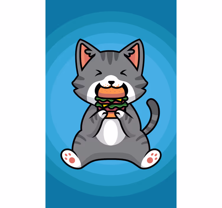 Cat eating a hamburger Childrens blind - TenStickers