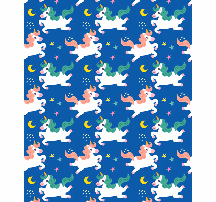 Unicorn pattern with moon Childrens blind - TenStickers