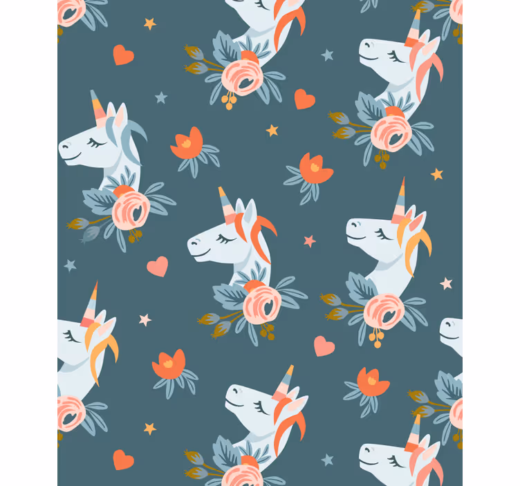 Blue charming unicorns childrens blind - TenStickers