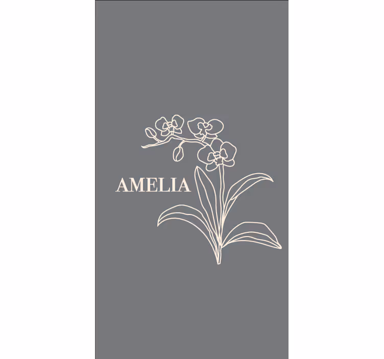 Elegant gray design with name flowers and plant blind - TenStickers