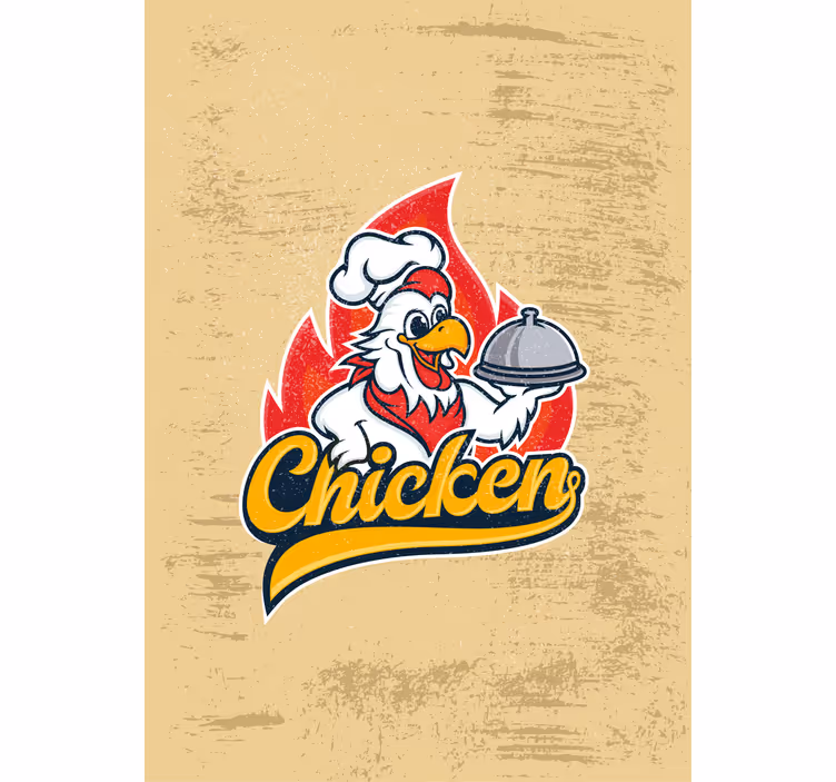 Chef chicken serving kitchen blind - TenStickers