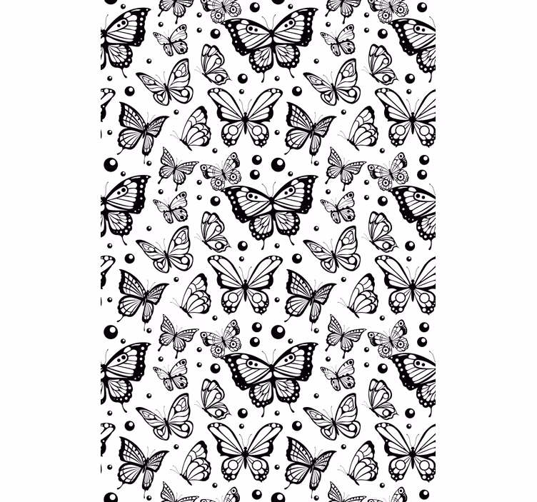 Fluttering black and white butterfly blind - TenStickers