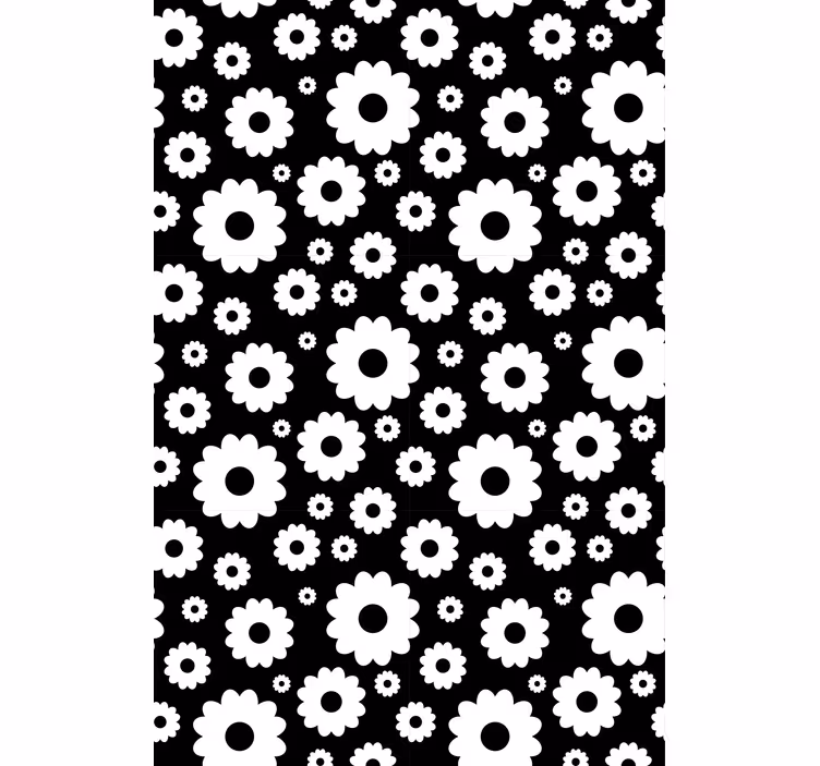 Black and white blossom pattern flower blind - TenStickers