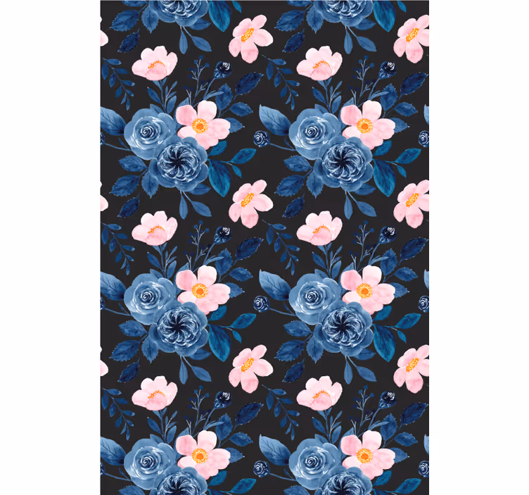 Blue floral motif flowers and plant blind - TenStickers