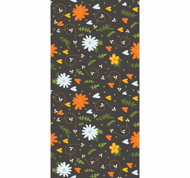 Bees pattern flowers and plant blind - TenStickers