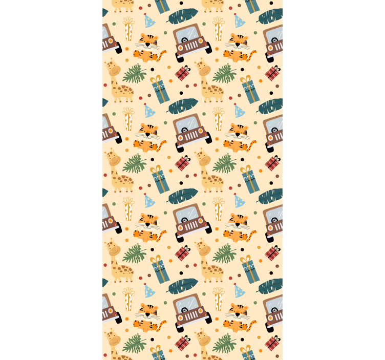 Lovely safari animals with car  Childrens blind - TenStickers