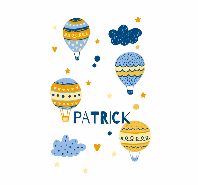 Scandinavian air balloons with name childrens blind - TenStickers