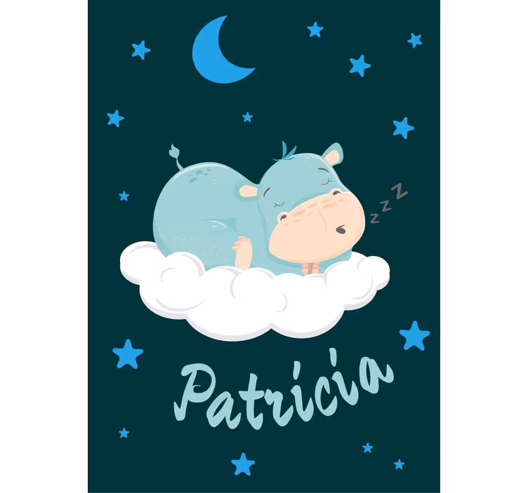 Hippo dream with name nursery blind - TenStickers