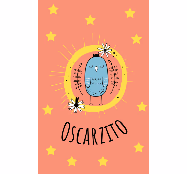 Blue bird with name childrens blind - TenStickers
