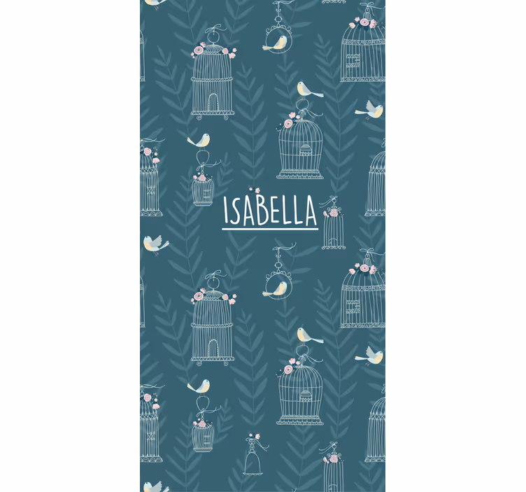 Blue birdcages with name childrens blind - TenStickers