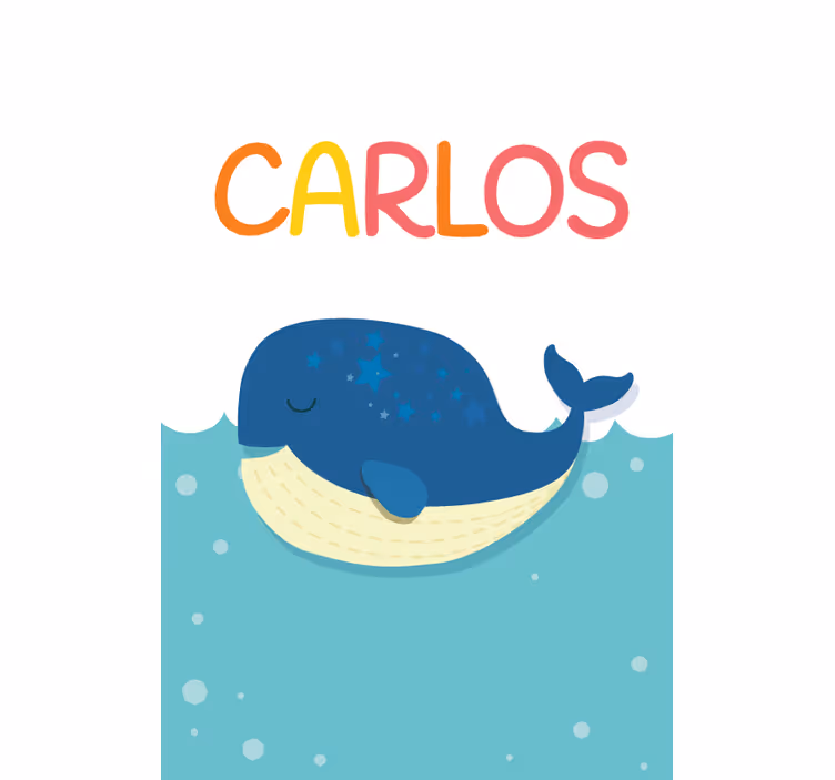 Sleeping Whale With Name childrens blind - TenStickers