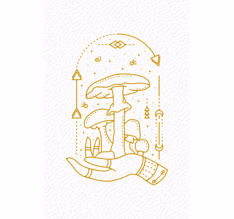Mushroom Hand Offering flowers and plant blind - TenStickers