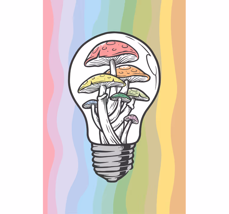 Mushroom Lightbulb Art flowers and plant blind - TenStickers