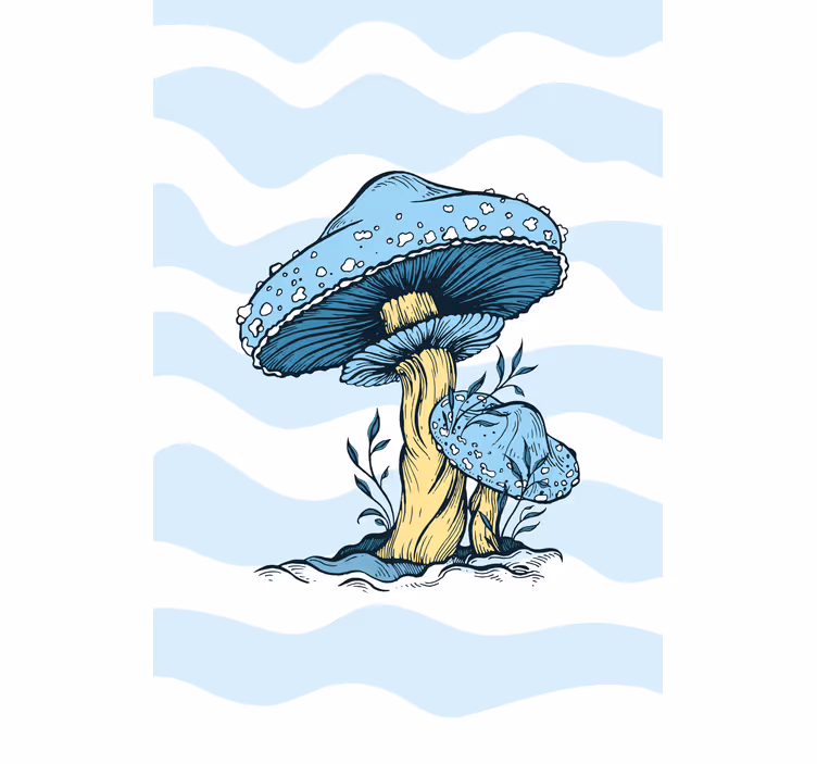 Blue mushrooms flowers and plant blind - TenStickers