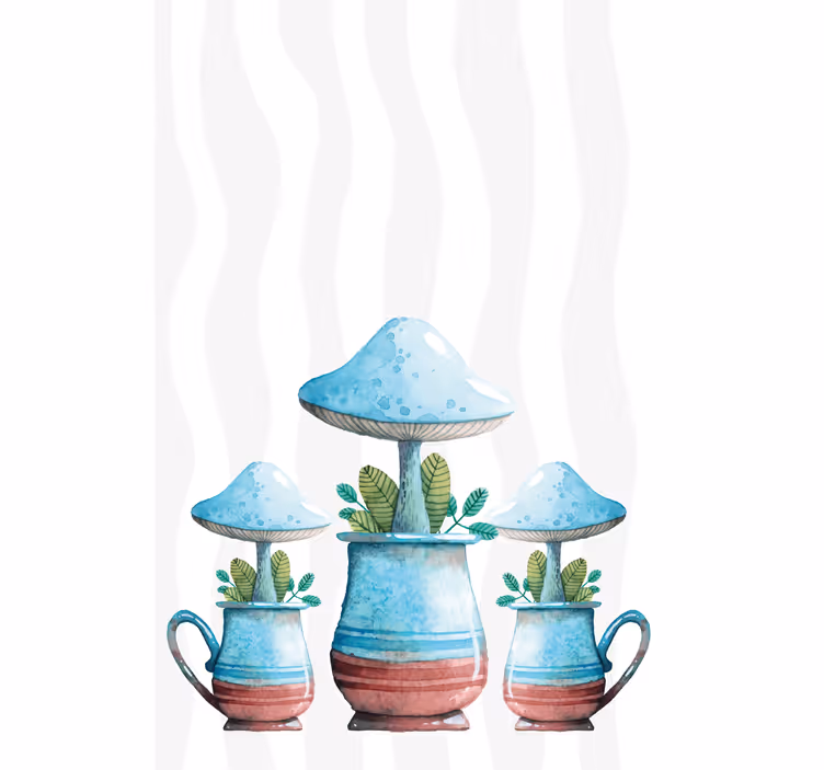 Mushroom Plant Pots flowers and plant blind - TenStickers