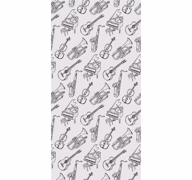 Musical instruments pattern teenage  roller blind - TenStickers