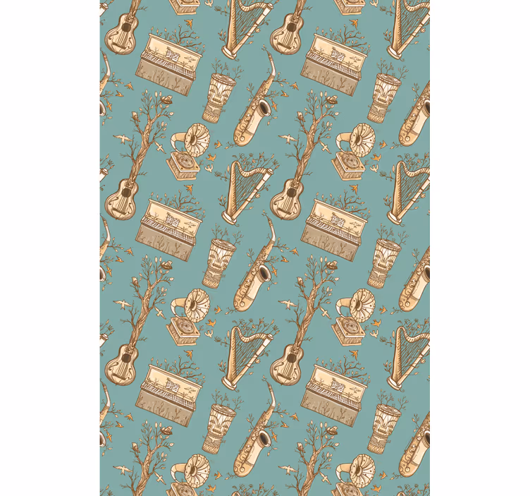 Vintage musical instruments teenage  roller blind - TenStickers