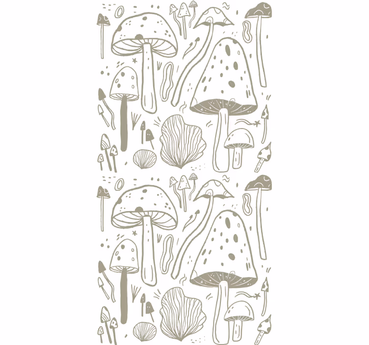 Stylised beige mushrooms more flowers and plant blind - TenStickers