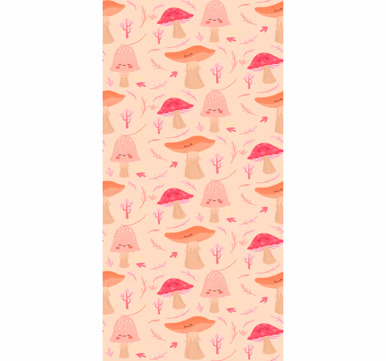 Pink ushroom patterns more flowers and plant blind - TenStickers