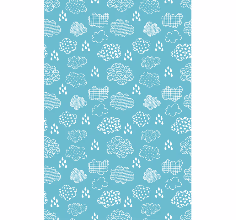 Blue drawing pattern cloud blind - TenStickers