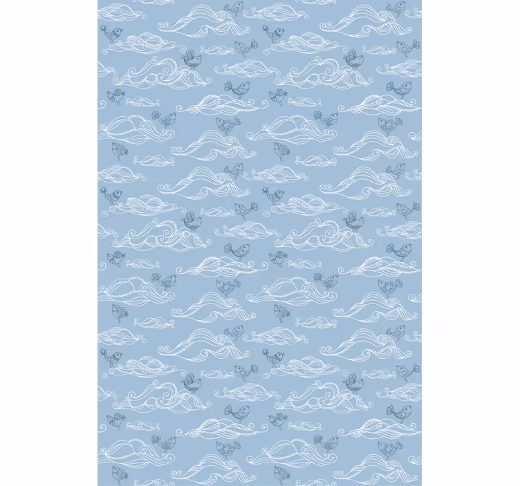 Flowing Waves and Birds cloud blind - TenStickers