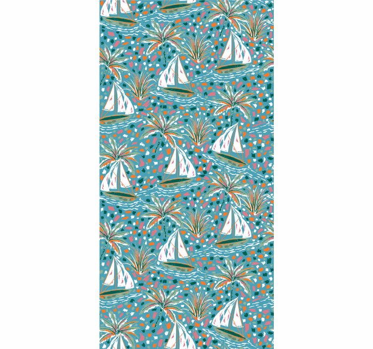 Sailing Boats and Palms flower blind - TenStickers