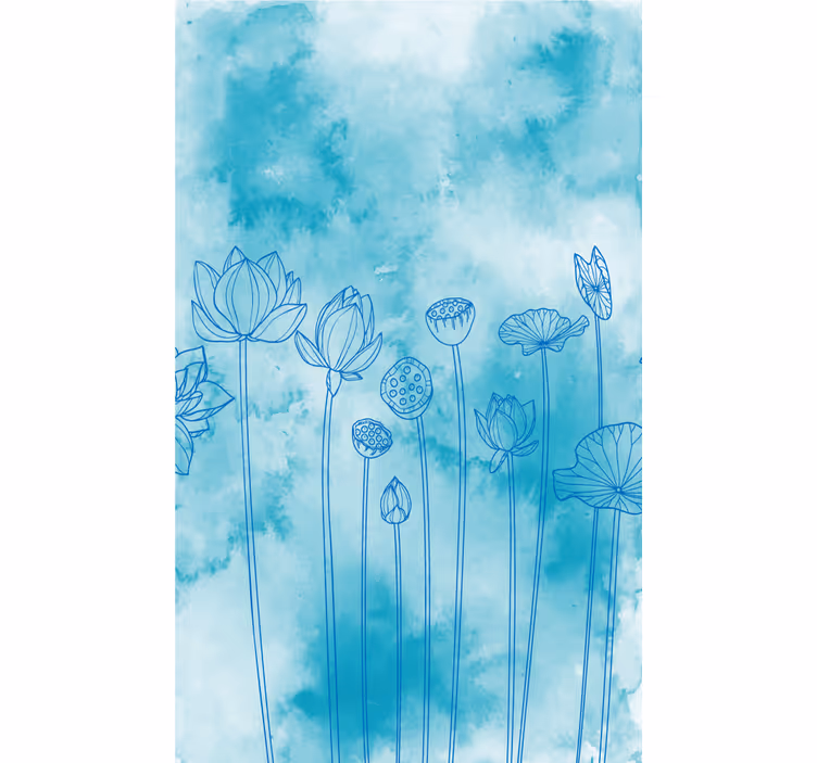 Lotus Blue Pattern flowers and plant blind - TenStickers