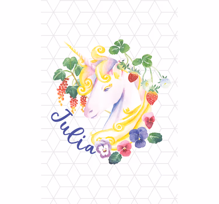 Floral unicorn with name childrens blind - TenStickers