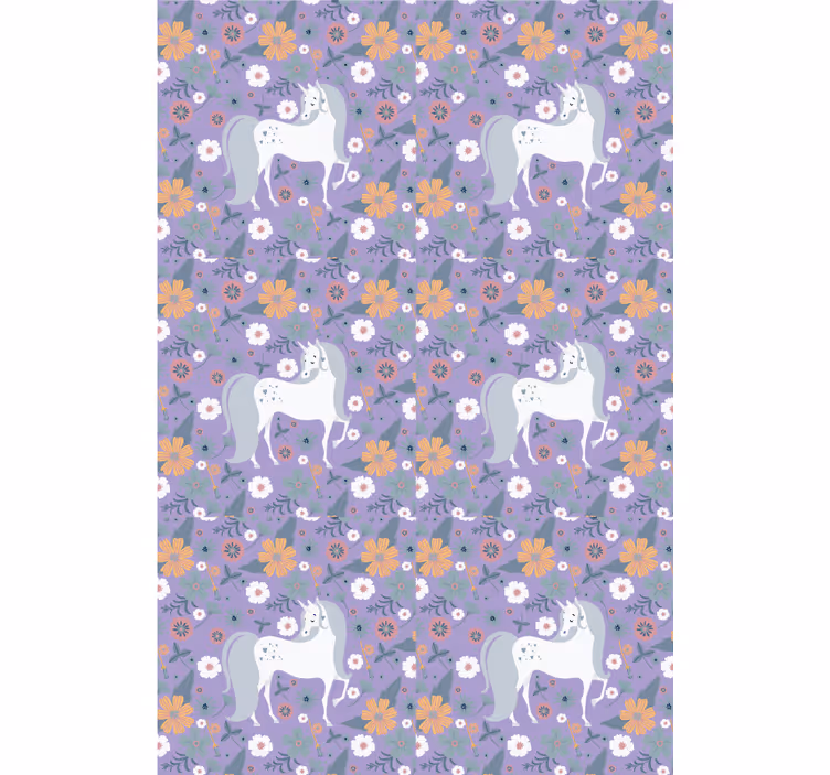 Purple unicorns and flowers childrens blind - TenStickers